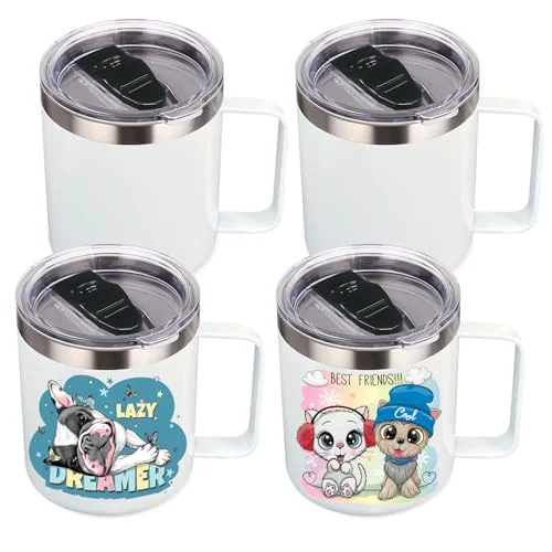 Contemporary 14oz sublimation Insulated Stainless Steel Coffee Mug with Lid Bulk 4 Pack 4 Count Secure