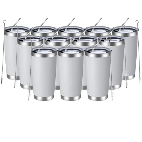 Casual 20oz Tumbler 12 Pack Double Wall Vacuum Insulated Travel Mug Bulk 12 Count World-Class