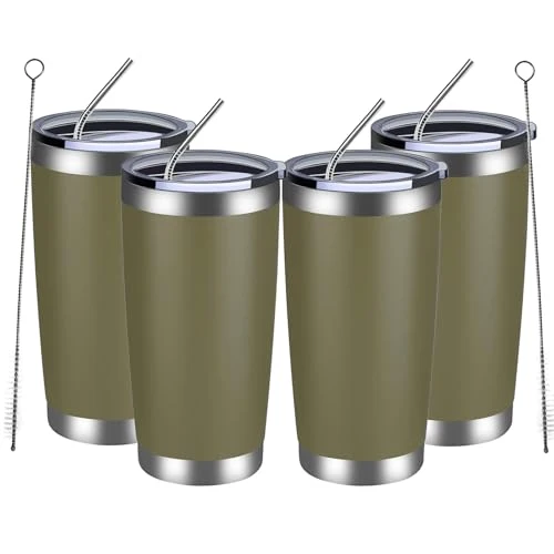 Elite 20oz Tumbler 4 Pack Double Wall Vacuum Insulated Travel Mug Bulk 4 Count Lightweight