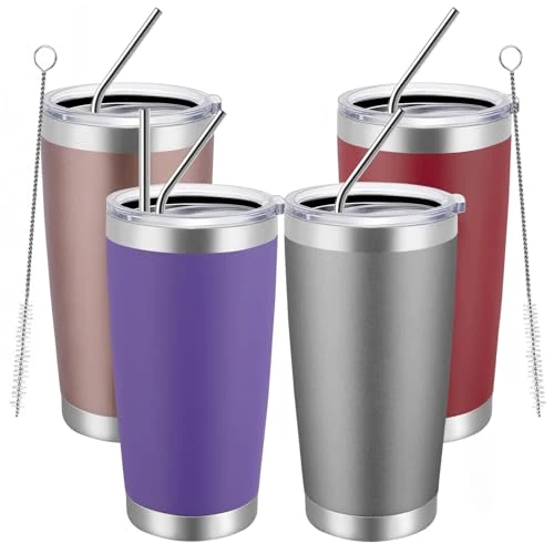 Exceptional 20oz Tumbler 4 Pack Double Wall Vacuum Insulated Travel Mug Bulk Eco-Friendly