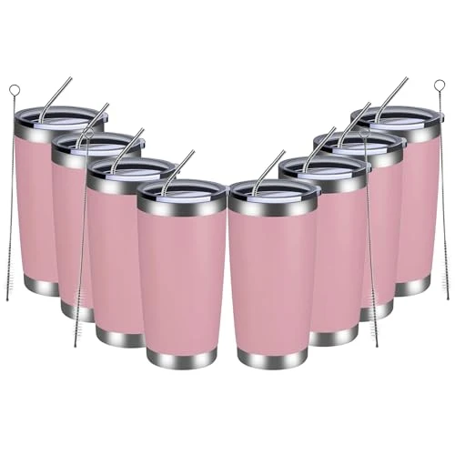 Carefully Designed 20oz Tumbler 8 Pack Double Wall Vacuum Insulated Travel Mug Bulk 8 Count Natural