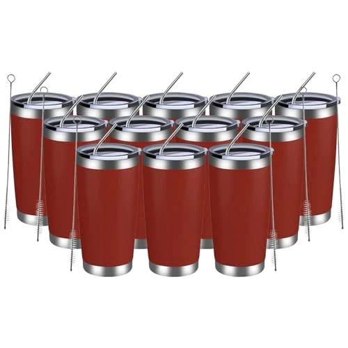 Eco-Friendly 20oz Tumbler 12 Pack Double Wall Vacuum Insulated Travel Mug Bulk 12 Count Functional