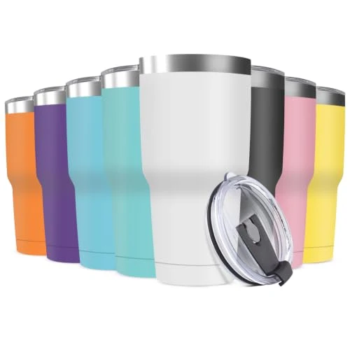 Fine 30oz Stainless Steel Travel Mug with Lid 8 Count Contemporary