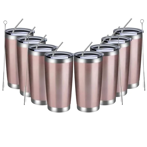 Fine 20oz Tumbler 8 Pack Double Wall Vacuum Insulated Travel Mug Bulk 8 Count Sustainable