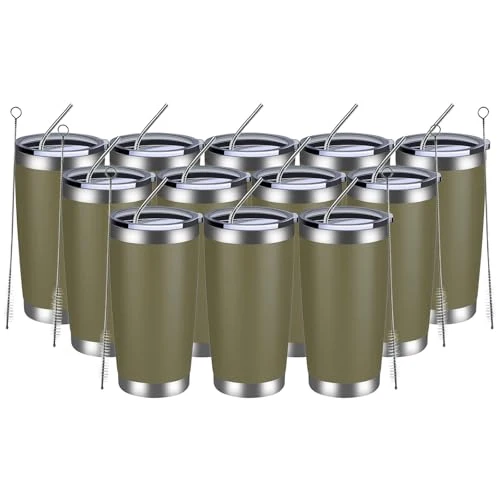 Healthy 20oz Tumbler 12 Pack Double Wall Vacuum Insulated Travel Mug Bulk 12 Count Fine