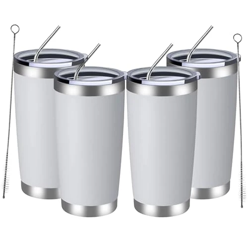 Certified 20oz Tumbler 4 Pack Double Wall Vacuum Insulated Travel Mug Bulk 4 Count Healthy