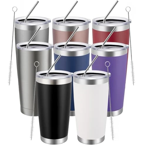 Modern 20oz Tumbler 8 Pack Double Wall Vacuum Insulated Travel Mug Bulk 8 Count Luxury
