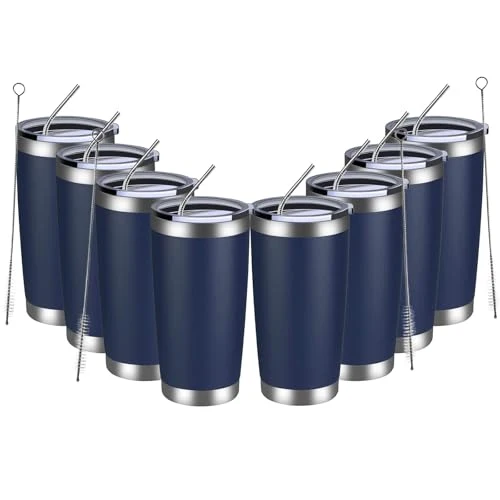 Fine 20oz Tumbler 8 Pack Double Wall Vacuum Insulated Travel Mug Bulk 8 Count Elegant