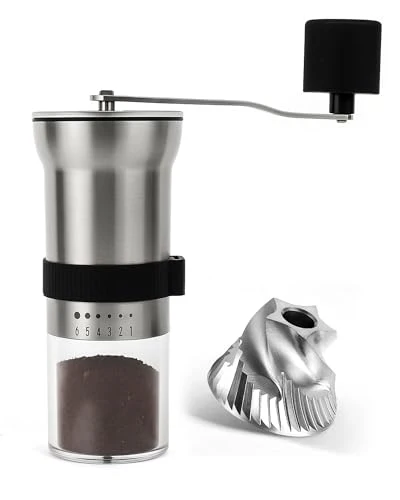 Secure Manual Coffee Grinder with Stainless Steel Burr Practical