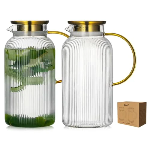 Responsible 2 PACK Glass Pitcher with Lid 2 Count First-Class