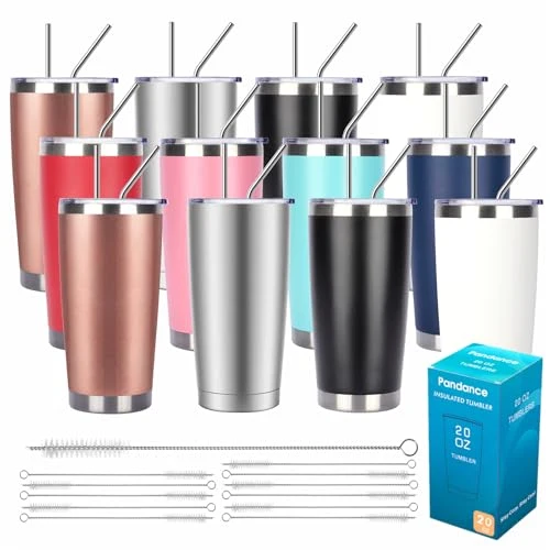 Premium Material 20oz Stainless Steel Insulated Tumblers Bulk 12 Count Long-Lasting