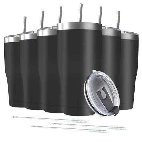 High-End 6 Pack 30oz Stainless Steel Tumblers Bulk Reusable Travel Mugs with Lid Classic