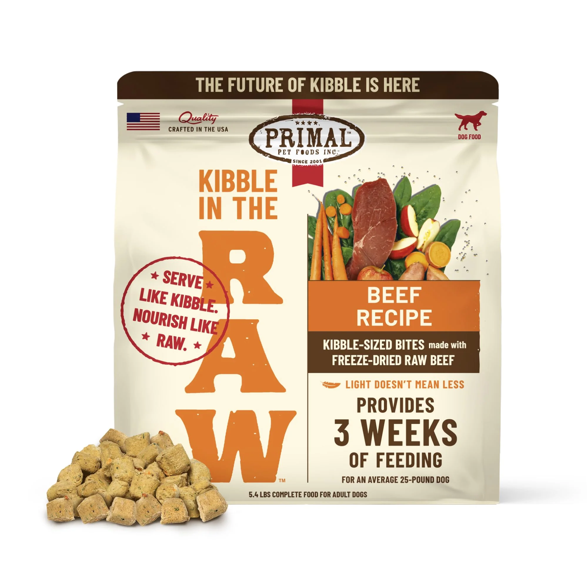 Effective Primal Kibble in The Raw ze-Dried Dog Food – Beef 5.4 lb Made in USA Long-Lasting