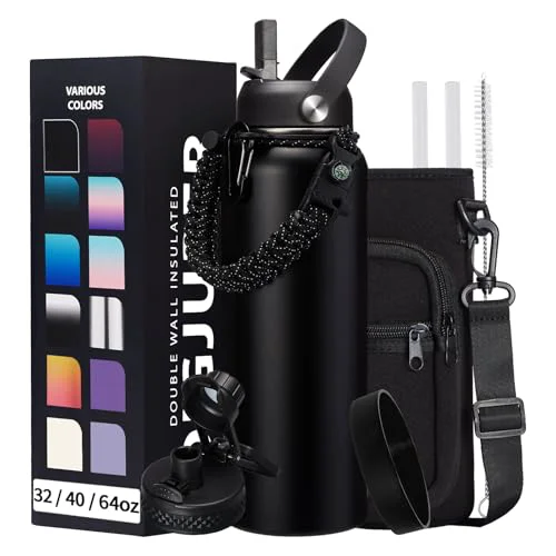 Traditional 40OZ Insulated Water Bottle with Auto Spout Lids 9 Count Authentic