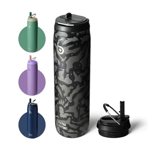 Clean Stainless Steel Water Bottle 32 oz Black Camouflage Original
