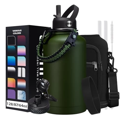 Prestigious 64oz Insulated Water Bottle with Straw Auto Spout Lid 9 Count Expertly Made