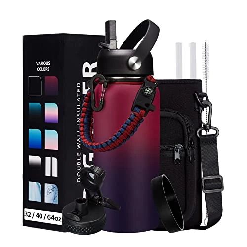 Casual 32OZ Insulated Water Bottle with Straw 9 Count Recyclable