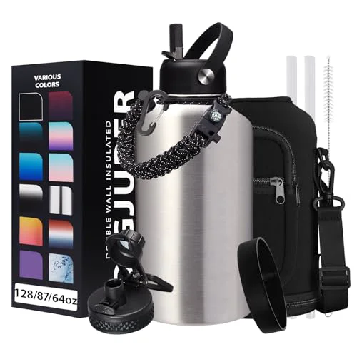 Crafted 64 oz Insulated Water Bottle Stainless Steel 9 Count User-Friendly