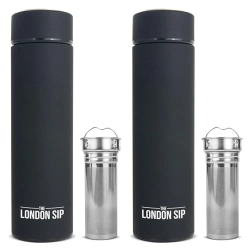 Fine Multi Purpose Travel Mug and Tumbler Fruit Infused Flask Hot and Cold Double Wall Stainless Steel Thermos with Extra 2 Count Natural