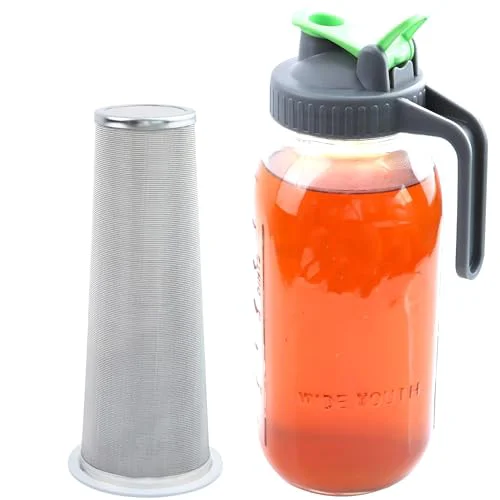Dependable Cold Brew Mason Jar Iced Coffee Tea Maker 64 Oz Wide Mouth Glass Pitcher Half Gallon With 304 Stainless Steel Filter Food Grade Airtight Leak Reusable