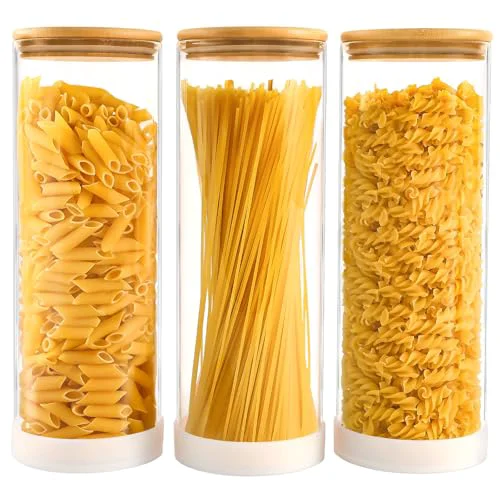 Easy-to-Use 73oz Glass Spaghetti Pasta Containers for Pantry Organization 3 Count Premium Material