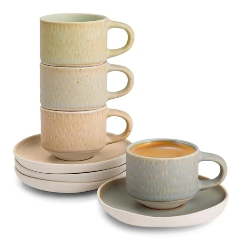 Dependable Espresso Mug and Saucer Set 4 Count Reliable