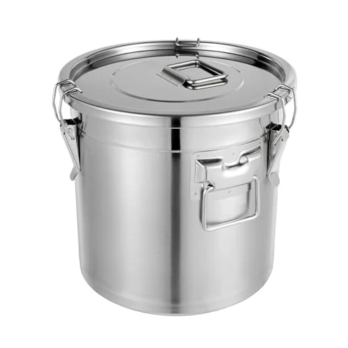 Natural 304 Stainless Steel Container 21L Airtight Food Storage Container with Lids Locking Clips Stainless Steel Bucket for Kitchen Exclusive