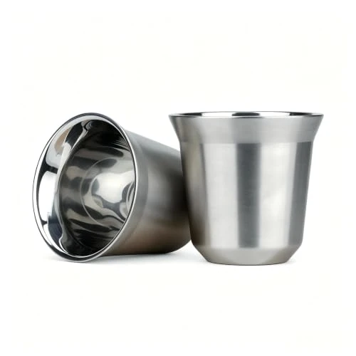 Sustainable 80ml Stainless Steel Espresso Cups Set 2 Count Recyclable