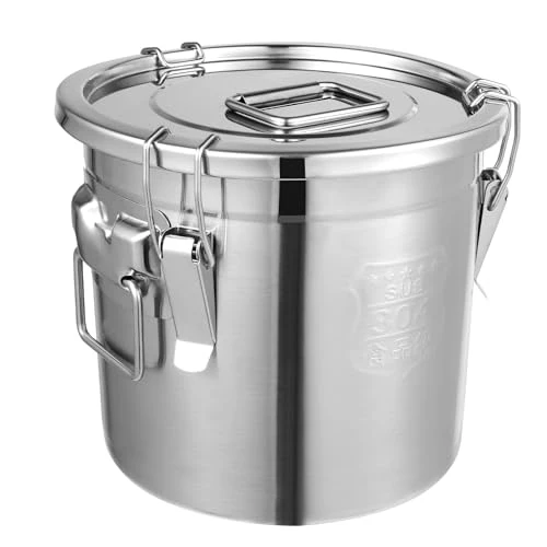 Convenient 304 Stainless Steel Container 6L Airtight Food Storage Container with Lids Locking Clips Stainless Steel Bucket for Kitchen Enhanced