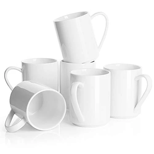 Contemporary White Coffee Mug 6 Count Outstanding