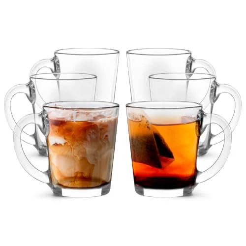 Durable Clear Large Glass Coffee Mugs with Handles Crafted