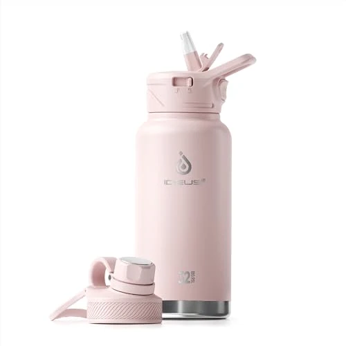 Organic 32oz Stainless Steel Insulated Bottle with 2 Leak Functional