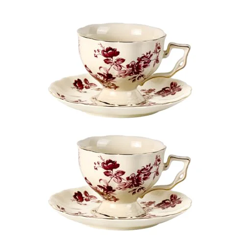 Exclusive Tea Cups and Saucers Set of 2 2 Count Healthy