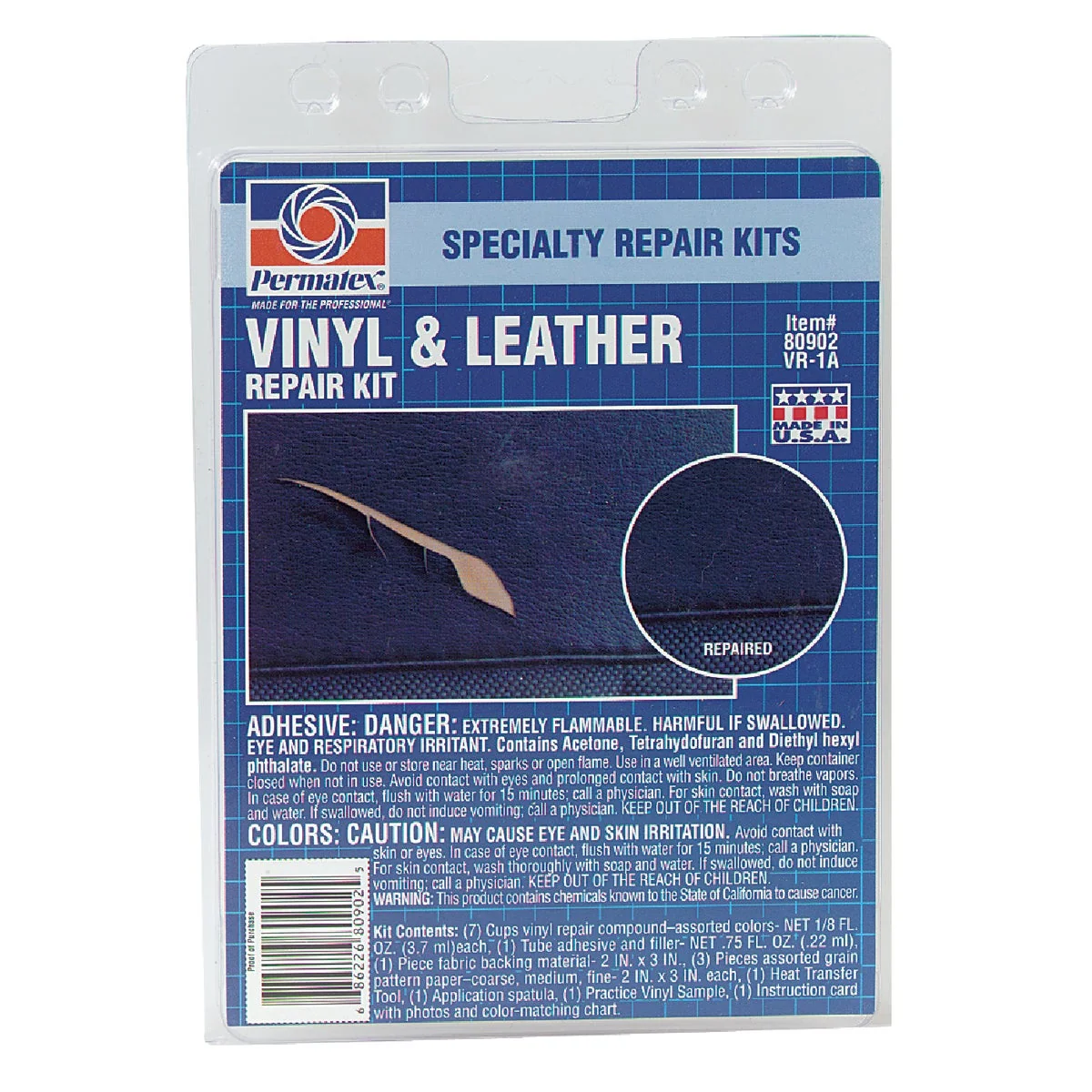 Refined PERMATEX Vinyl and Leather Repair Kit 4-Piece First-Class