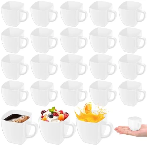 Effective 50 Pcs Mini Disposable Tea Cups with Handle 50 Count Solid