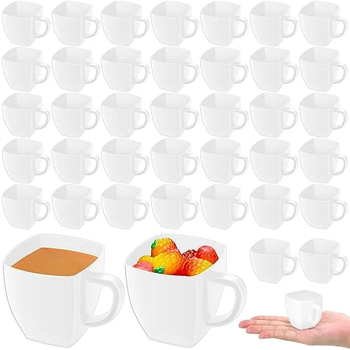 Enhanced 100 Pcs Mini Disposable Tea Cups with Handle 100 Count Organic