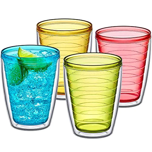 Minimalist Alaska - 16-Ounce Insulated Tumblers Set of 4 Double-Wall Drinking Glasses Mixed-Color Reusable Cups BPA- Shatter-Proof Dishwasher-Safe 4 Count Secure