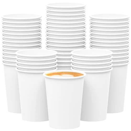 Breathable Disposable White Paper Coffee Cups 210 Count Convenient