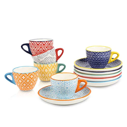 Fashionable Ceramic 2 oz Espresso Cups 6 Count Unique