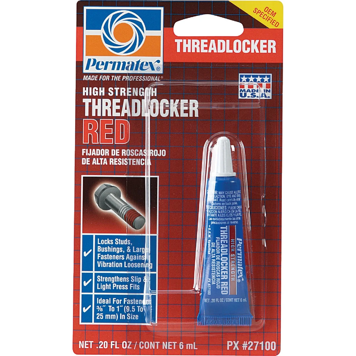 Genuine PERMATEX 0.2 Oz. Red High Strength Threadlocker Solid