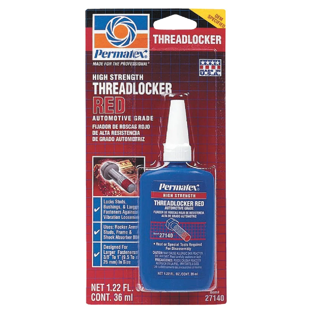 Versatile PERMATEX 1.22 Oz. Red High Strength Threadlocker Specialty