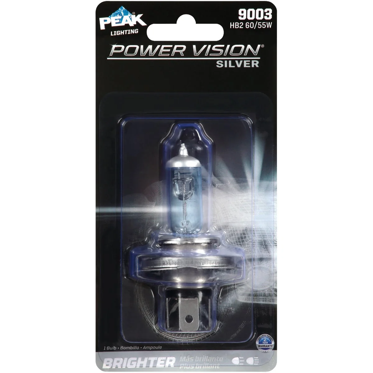 Easy-to-Use PEAK Power Vision Silver 9003 HB2 12.8V Halogen Automotive Bulb Premium
