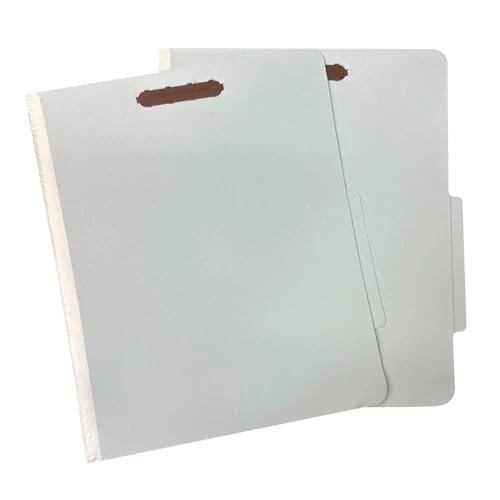 Authentic Sturdy Pressboard Classification File Folders with Fasteners 10 Count Pure