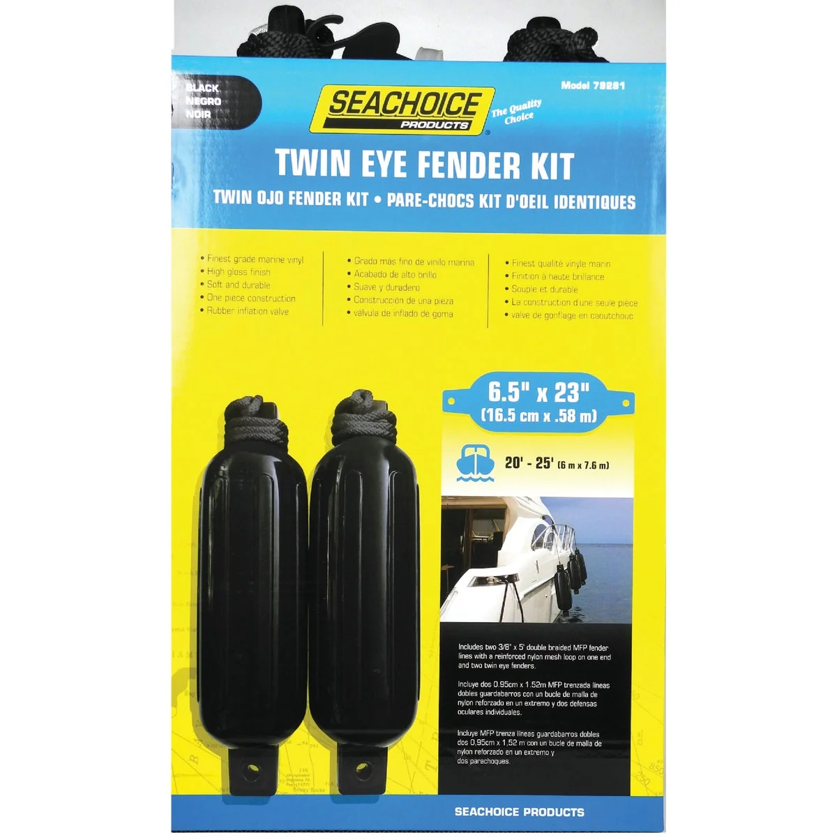 Casual Seachoice 6 In. x 23 In. Black Twin Eye Boat Fender Kit 2-Pack Exclusive
