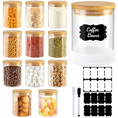 Classic 17oz Round Glass Storage Containers with Bamboo Lids 12 Count Specialty