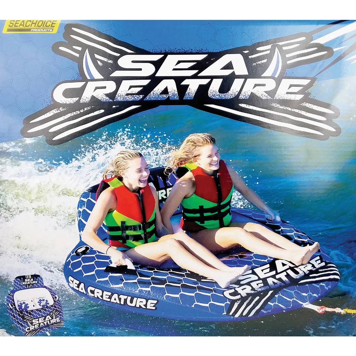 High-End Seachoice Sea-Creature 60 In. x 58 In. Open Top Towable Tube 1 to 2 Rider 340 Lb. Premium
