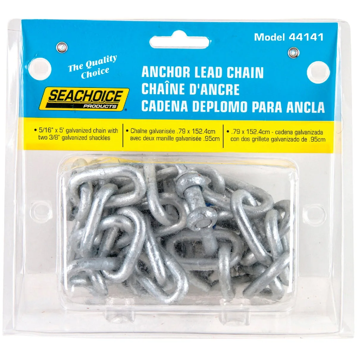 Flexible Seachoice Products 5 16 In. x 5 Ft. 7500 Lb. Capacity Anchor Lead Chain Selected