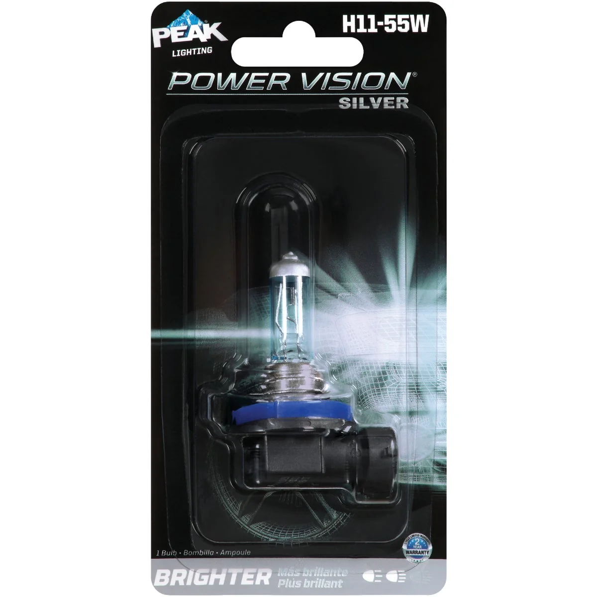 High-Grade PEAK Power Vision Silver H11-55W 12.8V Halogen Automotive Bulb Premium Material