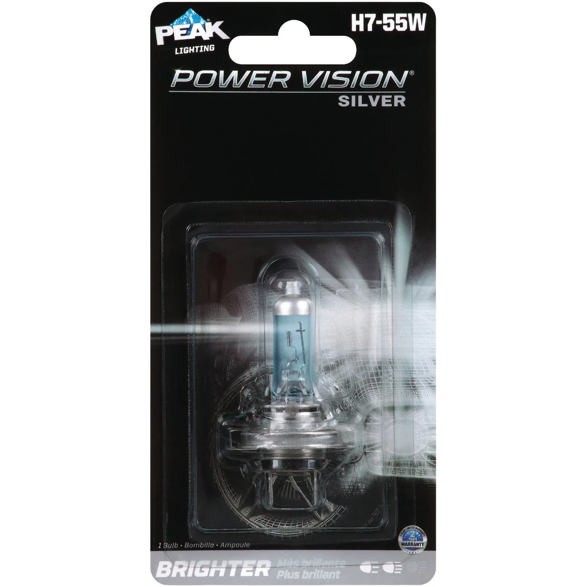 Convenient PEAK Power Vision Silver H7-55W 12.8V Halogen Automotive Bulb Consistent