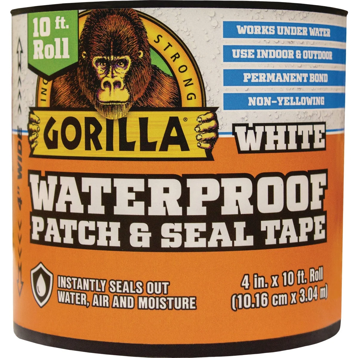 Next-Generation Gorilla 4 In. x 10 Ft. Waterproof Patch Seal Repair Tape White Pure
